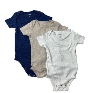 Carter's Set of 3 Short Sleeve Onesies Navy, Tan, Light Gray 18 Months
